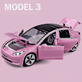 Pikkukuva 1 / 5: 1:32 Tesla Model X Model 3 Model S Model Y Metalliset Autot Mallit Diecasts Leikkiautot Ääni Ja Valo Lasten Leikkikalut Lapsille Lahjoja Poika Leikki Model 3 Pink