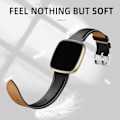 Miniatyrbild 2 av 4: Läderarmband Kompatibelt med Fitbit Versa 3/Fitbit Sense 2/Sense Armband, Äkta Läder Elegant Ersättningsband, Svart