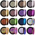 Miniatyrbilde 1 av 5: 16 bokser krom neglepulver neglekunst glitter dekorasjon metallisk speileffekt holografisk aurora kameleont pigmentpulver 1g/boks perle