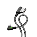Miniatyrbild 3 av 5: McDodo CA-4679 Vinklad Lightning-kabel, LED, 2A, 3m, svart svart svart