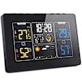 Miniatyrbild 1 av 5: Trådlös väderstation för inomhus- och utomhusbruk med klocka, digital hemvädertermometer, prognosstatistik