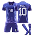 Miniatyrbillede 1 af 2: 2022 Argentina nr 10 Messi Fodboldtrøje Børn Jersey Sæt Fodboldtøj, Børn Ungdomsfodboldtrøje 18
