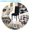 Miniatyrbilde 4 av 5: 6 stk Stretch Stolovertrekk - Vaskbare Stretch Spisestoltrekk svart