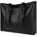 Miniatyrbillede 1 af 5: Dametasker, PU-læder tote tasker, dame skuldertasker, store kapacitet casual lynlås skuldertasker Black