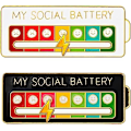 Miniatyrbild 1 av 6: 2 st MY SOCIAL BATTERY, Rolig Social Mood Brosch Nål för 7 dagar, Pin Funny Social Battery Brosch Badge Mood Pin Badge Söt