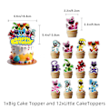 Miniatyrbilde 2 av 4: Smiling Critters Grattis på födelsedagen Party Supplies Ballonger + Banner + Cake Topper