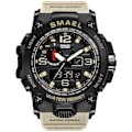 Miniatyrbillede 1 af 5: SMAEL Nyt Herreur 50M Vandtæt Ur Alarm Reloj Hombre 1545D Dual Display Armbåndsur Quartz Militærure Til Mænd‘-PO- Khaki