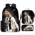 Cristiano Ronaldo and Messi Children's Backpack, Printed Pencil Case, CR7 Backpack, Large Capacity Three-Piece Set-FY- Style 8