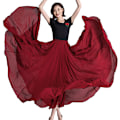 Miniatyrbillede 1 af 5: 720 Silkeagtig Tynd Chiffon Elastisk Talje Lang Danse Nederdel til Mavedans Vinrød Wine Red 85cm