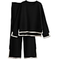 Miniatyrbillede 1 af 5: Damesportstøj, sweatre, oversized casual lange ærmer, pullovere, højtaljede vidde bukser, casual jakkesæt Sort S