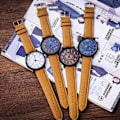 Miniatyrbillede 4 af 5: Mode Casual Steampunk Ure Mænd Brun Læderrem Quartz Armbåndsur Mand Trækornsur Drop Reloj Hombre 2021 skyblack