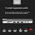 Miniatyrbillede 2 af 2: 8-i-1 Type-C Hub til USB 3.0 USB-C HDMI LAN RJ45 SD TF Adapter til Macbook Laptop