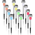 Miniatyrbillede 1 af 5: 12-pak 4-farvede solcellelamper til have/stibelysning, rustfrit stål LED-stibelysning til gårdhave, have