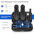 Miniatyrbillede 5 af 5: 2 stk. Trådløse Lavaliermikrofoner til iPhone iPad Android med Opladningsetui 7H Clip-on Reversmikrofon Trådløs