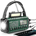 Miniatyrbilde 1 av 4: Bærbar DAB/FM-radio grønn, 5000mAh solcelle radio, USB-lader solcelle radio med SOS-alarm, lommelykt og leselys