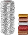 Gold Thread Metallic Thread Gold Thread 100m Glittering Thread for Crafts Gift Wrapping or Christmas Tree Decoration Gift Card 1 Roll-FY- silver