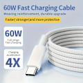 Miniatyrbilde 1 av 5: 2-pakning USB C til USB C-kabel, 60W hurtigladekabel for iPhone 15/16 1M
