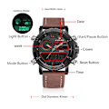 Miniatyrbillede 5 af 5: 2021 NAVIFORCE Topmærke Sportsure Herre Læder Vandtæt Mand Quartz Digital Dobbelt Ur Mand Ur Relogio Masculino BRB