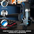 Miniatyrbilde 3 av 4: PS4-headset med ledning, kablet spillheadset med støyreduserende mikrofon, trådløst LED-headset med Bluetooth (blått)