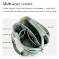 Miniatyrbillede 5 af 5: Canvas Tote Bag med Multi-lommer KHAKI - høj kvalitet Khaki