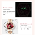 Miniatyrbillede 2 af 5: POEDAGAR Ur Mode Luksus Bordeaux Quartz Ure Vandtæt Rustfrit Stål Plet Damer Armbåndsur Romantisk Kæreste Gave Red(.429)