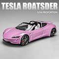 Miniatyrbillede 2 af 5: 1:24 Tesla Roadster Model Y Model 3 Tesla Model S Legering Legetøjsbilmodel Lyd og lys Børnelegetøj Samleobjekt Fødselsdagsg gave Model 3 Black