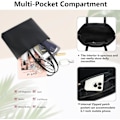 Miniatyrbillede 3 af 5: Dametasker, PU-læder tote tasker, dame skuldertasker, store kapacitet casual lynlås skuldertasker Black