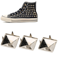 Pikkukuva 3 / 5: 100 kpl Neliömäiset Pyramid Punk -niitit 4 Kynsi Metalli Nastat Rannekkeille Vaatteille Kengille Käsilaukulle Hopea 12mm 0.1