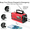 Miniatyrbilde 4 av 4: Bærbar DAB/FM-radio grønn, 5000mAh solcelle radio, USB-lader solcelle radio med SOS-alarm, lommelykt og leselys