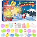 Miniatyrbillede 1 af 5: Adventskalender med 24 Mochi Squishies Legetøj - Julekalender med 24 Dage med Overraskelser