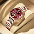 Miniatyrbillede 4 af 5: POEDAGAR Ur Mode Luksus Bordeaux Quartz Ure Vandtæt Rustfrit Stål Plet Damer Armbåndsur Romantisk Kæreste Gave Red(.429)