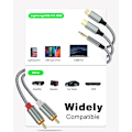 Miniatyrbild 2 av 5: Lightning till RCA-kabel, ljudaux-adapter, RCA till 3,5 mm-kabel, USB C till 2 RCA-ljudkabel, 3-i-1-ljudkabel för bil, hemmabio, högtalare och mer