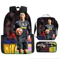 Cristiano Ronaldo and Messi Children's Backpack, Printed Pencil Case, CR7 Backpack, Large Capacity Three-Piece Set-FY- Style 10