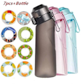 Miniatyrbillede 1 af 5: Smagstilsættet vandflaske med 7 smagspods Air Water Up-flaske Frostmat sort 650 ml Air Starter Up-sæt Vandkop til camping Sport Blå Purp Blue Purple Only water bottle