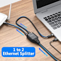 Pikkukuva 4 / 5: Ethernet-jakaja 1 sisään, 2 ulos, Internet-jakaja, RJ45 Naaras - Kaksois Naaras Verkkoliitin, 100 Mbps Nopea Internet-verkko LAN reitittimelle, TV-boksille