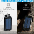 Miniatyrbillede 2 af 5: Solcelledrevet Powerbank, 20000mAh Vandtæt Solcelleoplader USB Ekstern Batteri med 2 Udtag Tabletter og Mere, med Lommelygte og Kompas