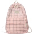 Miniatyrbillede 1 af 5: Light Academia Æstetisk Rygsæk Plaid Preppy Rygsæk Teenage Piger Skoletasker Tilbage til Skole Rygsæk Tilbehør (Blid Pink)