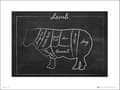 Exklusivt Art Print - Black board Lamb - Styckning lamm - Text Multicolor