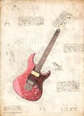 A3 Print - Music - Röd Elgitarr Multicolor