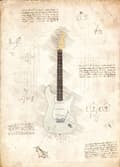A3 Print - Music - Jimi Hendrix Fender multifärg