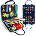 Dementia Activity Mat for Elderly Cognitive Training Sensory Blanket with Removable Non-Slip Backing Alzheimer's Therapy Aid Gift