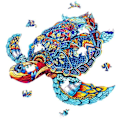 Miniatyrbild 2 av 3: Djurträpussel: Turtle A4 - 128 st - Unika former - Vuxenpussel - Presentförpackning - Från 12 år Sköldpadda