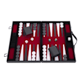 Miniatyrbild 1 av 4: Backgammon 38 cm, i en resväska, filt och konstläder sydd röd/svart/vit Röd, svart, vit