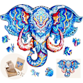 Miniatyrbild 1 av 6: 602030 - Djurträpussel: Elefanthuvud A4 - 83 st - Unika former - Vuxenpussel - Presentförpackning - Från 12 år. Elefant