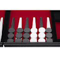 Miniatyrbild 3 av 4: Backgammon 38 cm, i en resväska, filt och konstläder sydd röd/svart/vit Röd, svart, vit