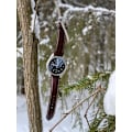 Miniatyrbilde 3 av 3: Klassiskt klockarmband av mörkbrunt läder med vit söm DarkBrown 22mm