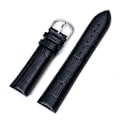 Miniatyrbillede 1 af 3: Krokodilmönstrat band av svart läder Black 22mm