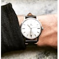 Miniatyrbillede 3 af 4: Svart vintage klockarmband av läder Black 19mm