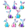 Miniatyrbild 5 av 5: 8 st sjöjungfru mittpunkt för bord, sjöjungfru honeycomb mittpunkt, under havets festdekorationstillbehör för sjöjungfrutema födelsedagsfest 8pcs