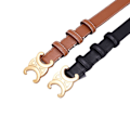 Miniatyrbilde 4 av 4: Arc de Triomphe belte for kvinner, belter til jeans, dobbeltsidig lær, tynn belte for å dekorere dresser (2,4 cm bred) Black 37.4 in/95cm